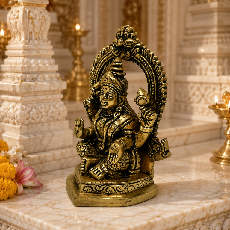 Brass Laxmi Idol with Arch 4 inch