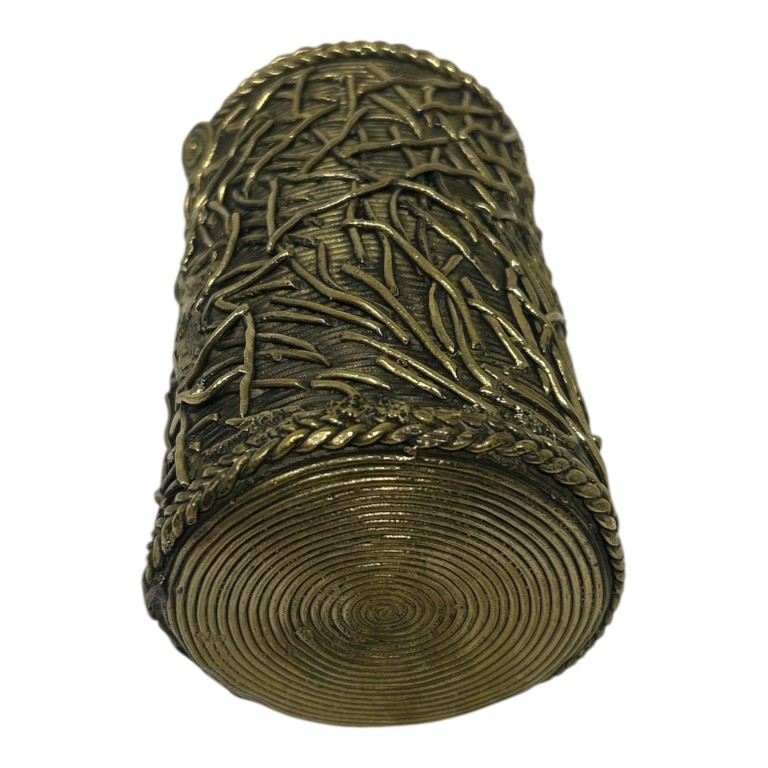 AROOTI India Handmade Dokra Pen Stand Height=12cm | Traditional Brass Work Pen Holder for Desk | Unique Ethnic Table Decor & Premium Corporate Gifting Item - Image 5