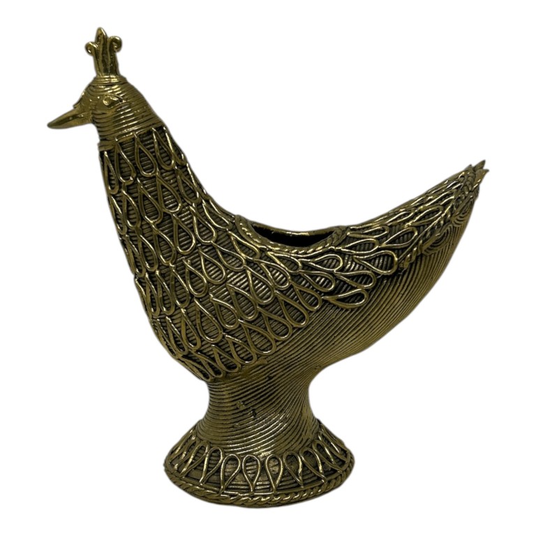 AROOTI Handcrafted Dokra Brass Peacock Candle Stand | Traditional Lost-Wax Cast Metal Antique T-Light Holder | Ethnic Indian Home Decor Figurine for Living Room Festival Diwali Gifting, approx 14.5 cm - Image 5