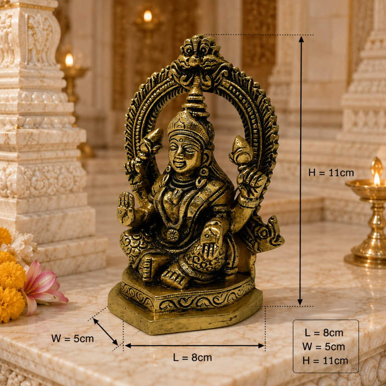 Brass Laxmi Idol with Arch 4 inch