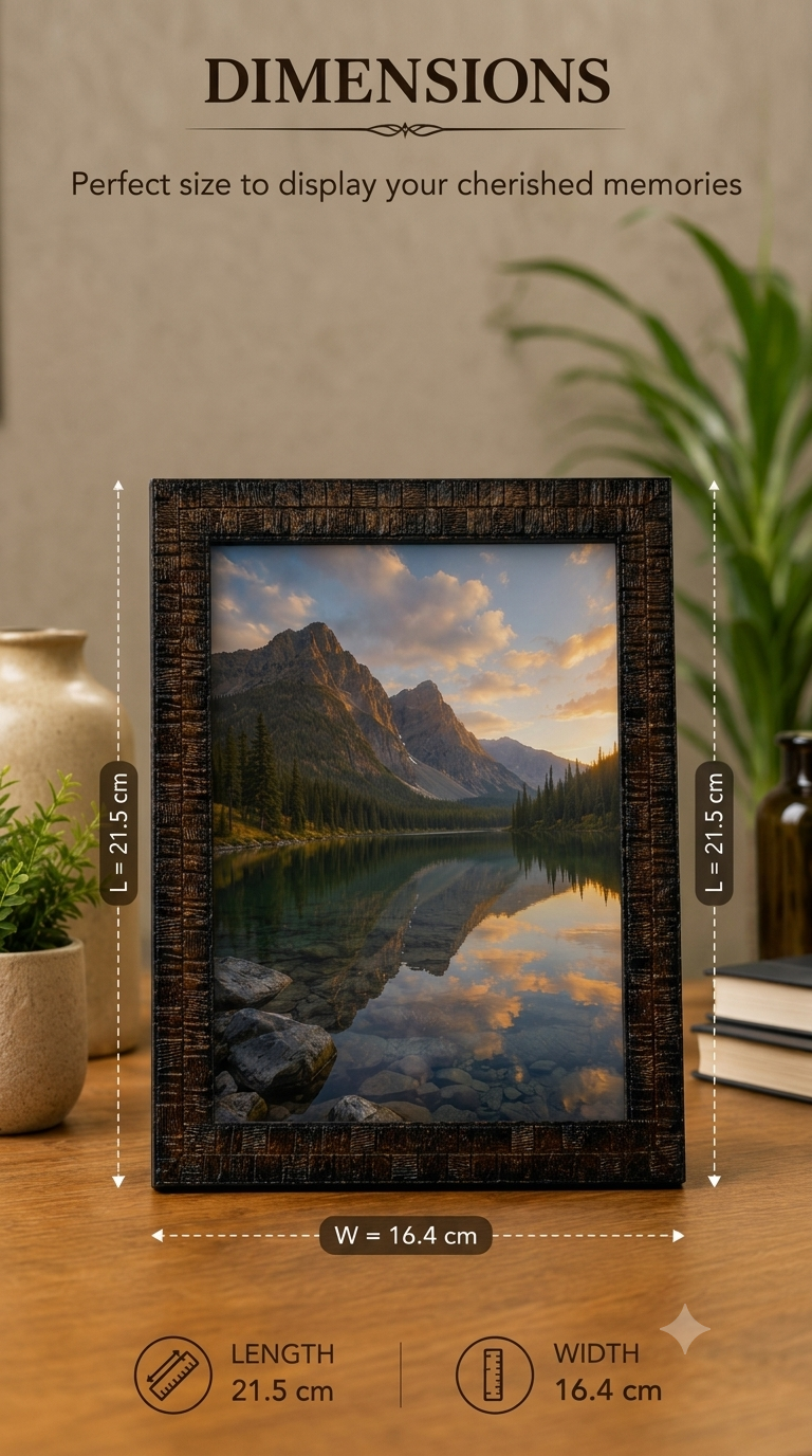 AROOTI 5x7 Inch Brown Color Portrait Photo Frame with Elegant Block Pattern | Decorative Tabletop Picture Frame for Home Décor - Image 3