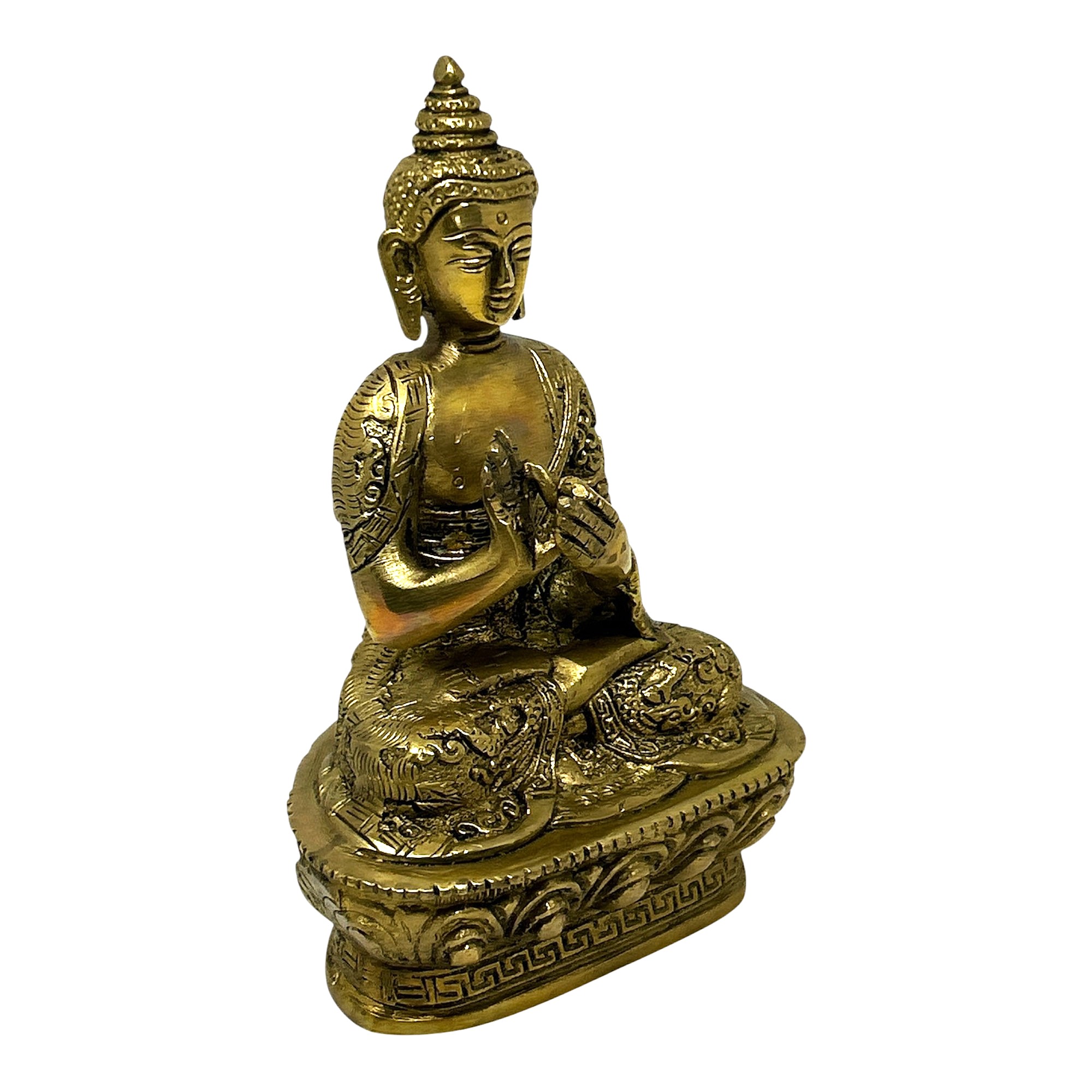 AROOTI Decorative Brass Buddha Statue | 17 cm Sitting Buddha Idol for Home, Office, Meditation Room & Spiritual Decor - Image 3