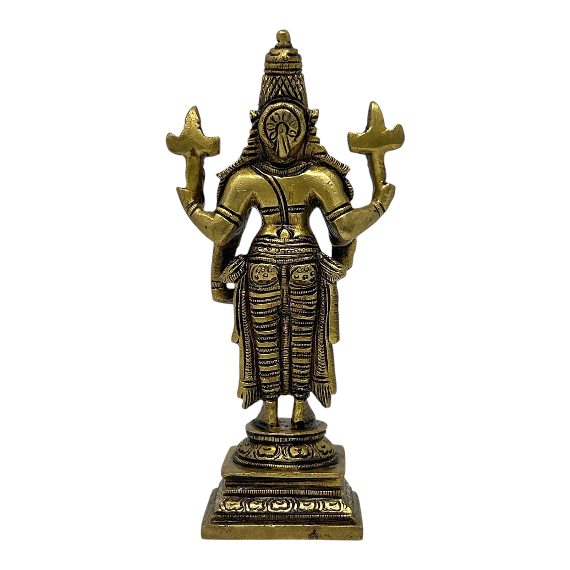 AROOTI Pure Brass Vishnu Idol 6 Inch, Standing Lord Vishnu Statue with Square Base for Home Temple Mandir, Pooja Decor, and Gifting - Image 3