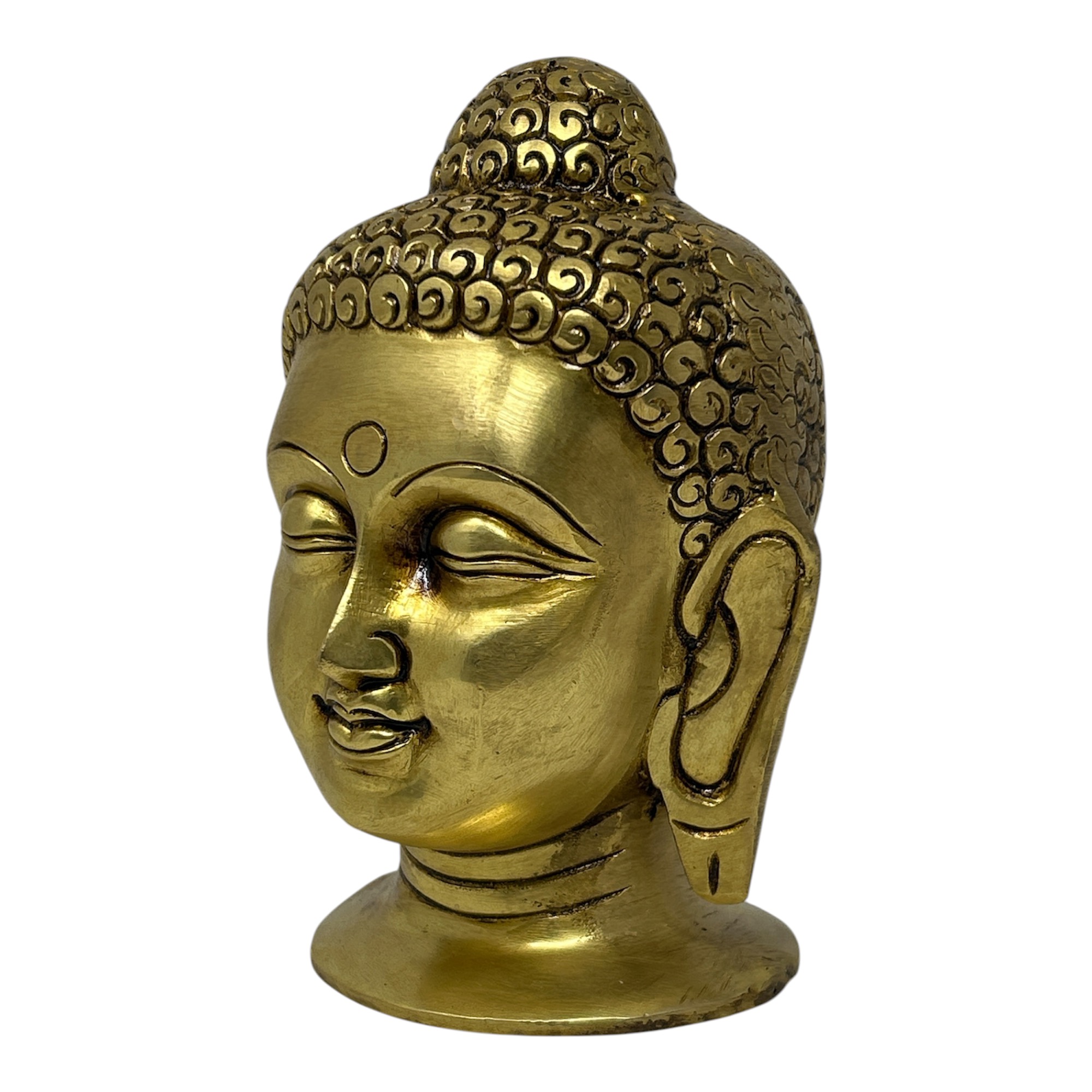 AROOTI Brass Buddha Head Statue for Home Decor | Gautam Buddha Bust Idol | 6 Inch - Image 5