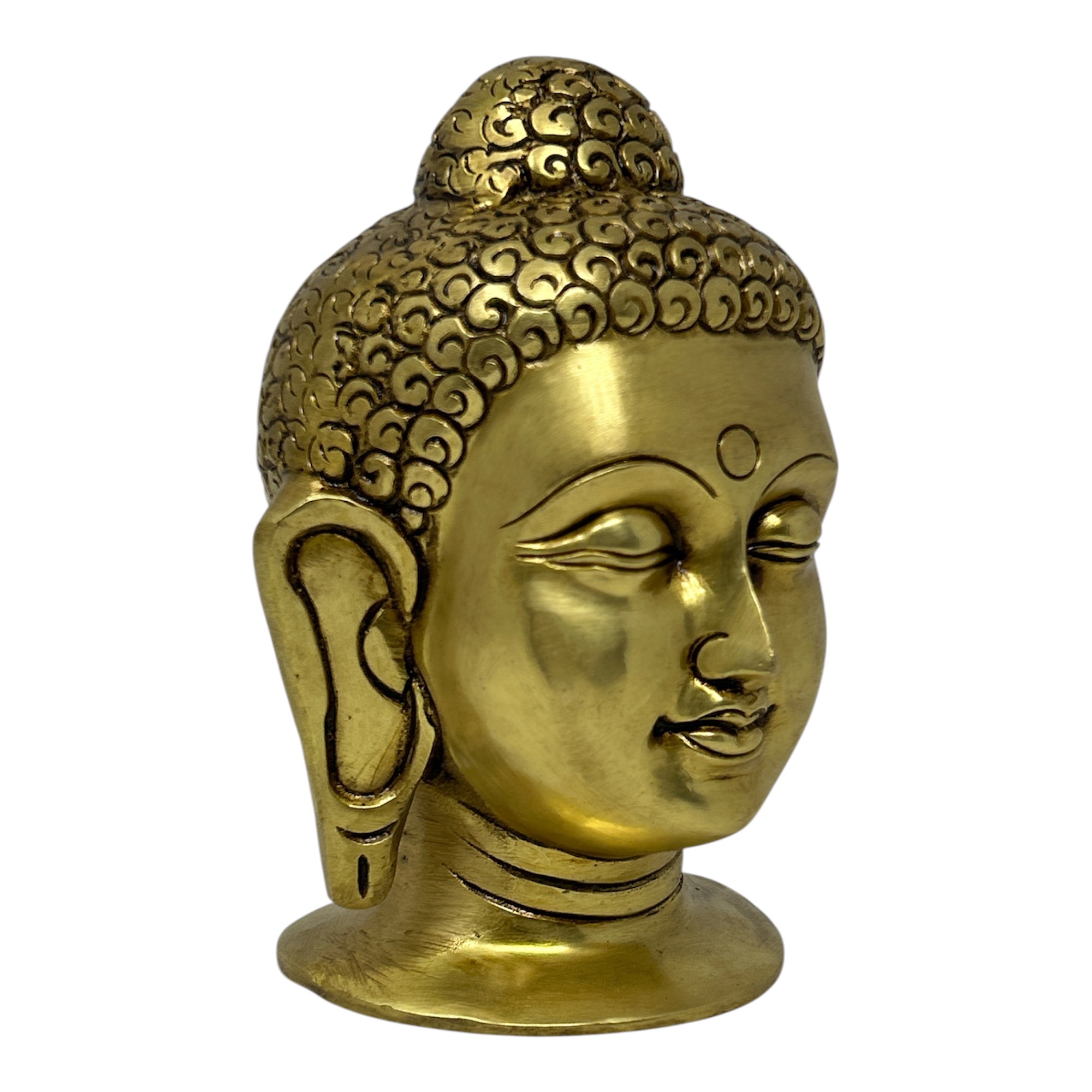 AROOTI Brass Buddha Head Statue for Home Decor | Gautam Buddha Bust Idol | 6 Inch - Image 6