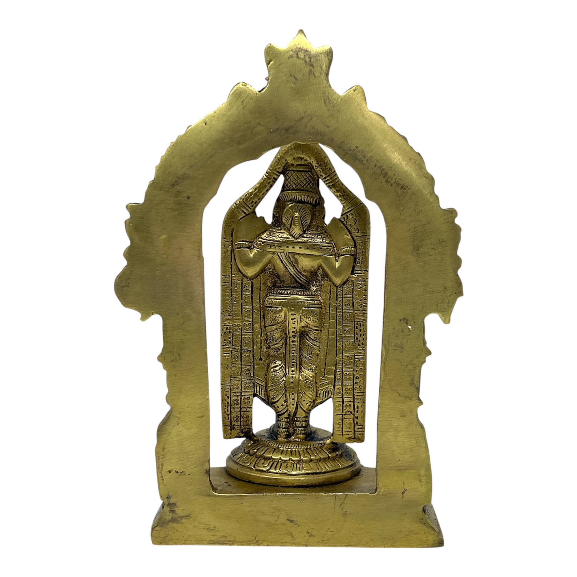 AROOTI Handcrafted Brass Tirupati Balaji Idol for Home Temple with Prabhavali Arch (19.2 cm) - Image 3