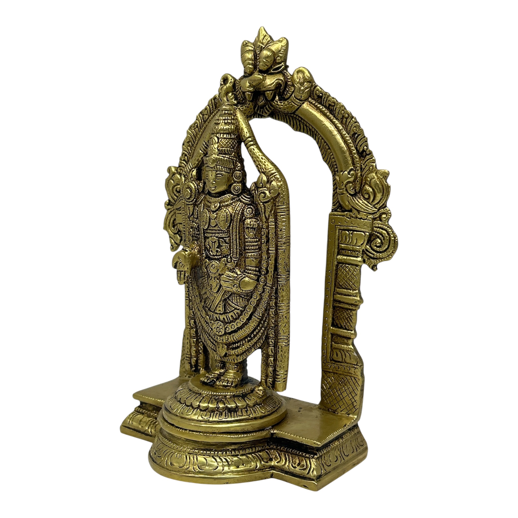 AROOTI Handcrafted Brass Tirupati Balaji Idol for Home Temple with Prabhavali Arch (19.2 cm) - Image 4