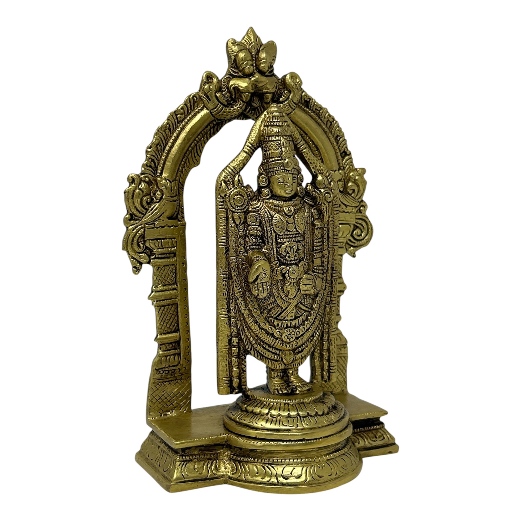 AROOTI Handcrafted Brass Tirupati Balaji Idol for Home Temple with Prabhavali Arch (19.2 cm) - Image 5