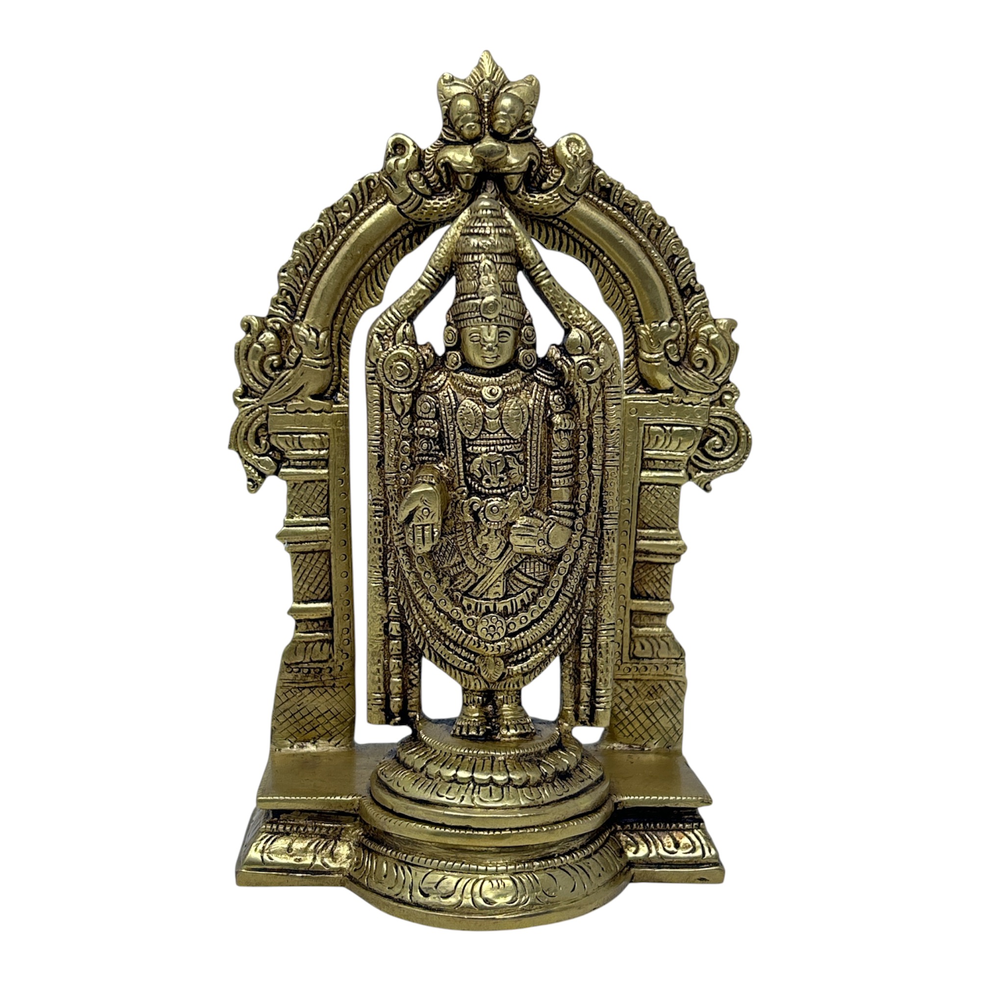 AROOTI Handcrafted Brass Tirupati Balaji Idol for Home Temple with Prabhavali Arch (19.2 cm) - Image 6